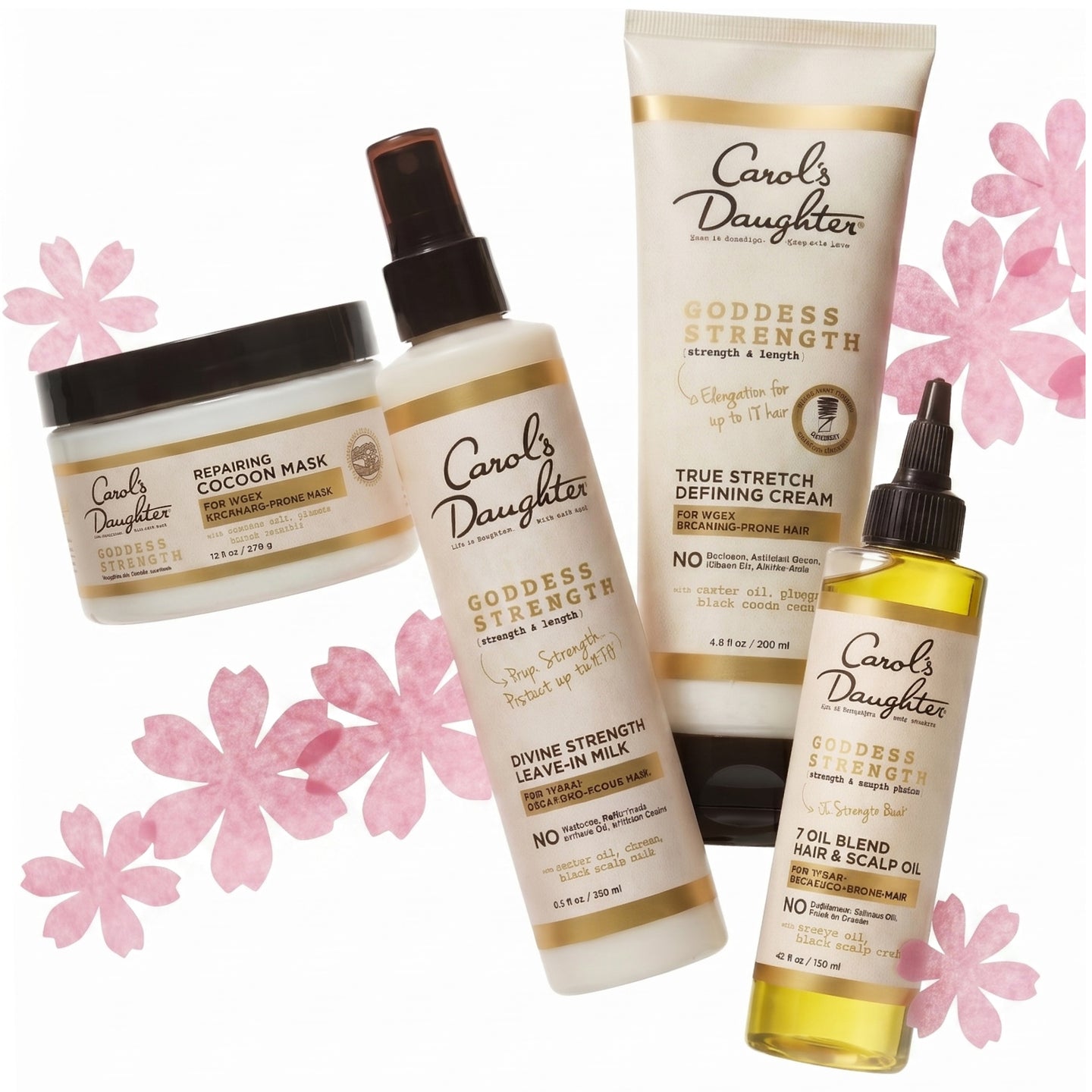 Goddess Strength Hydrating Mask, Leave in Milk, True Stretch Defining Cream and Hair & Scalp Oil Bundle
