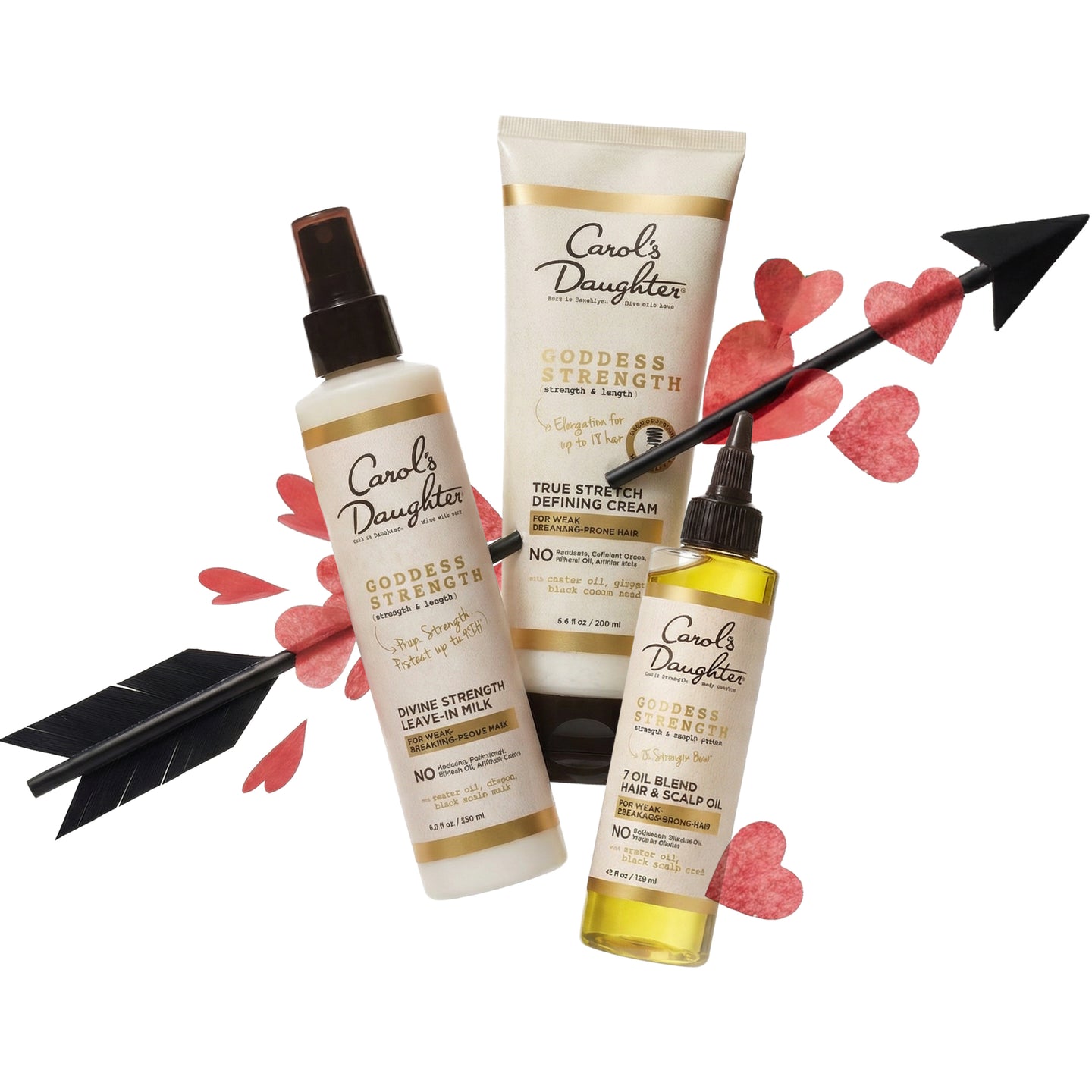 Goddess Strength Leave-in Milk, True Stretch Defining Cream and Hair & Scalp Oil Bundle